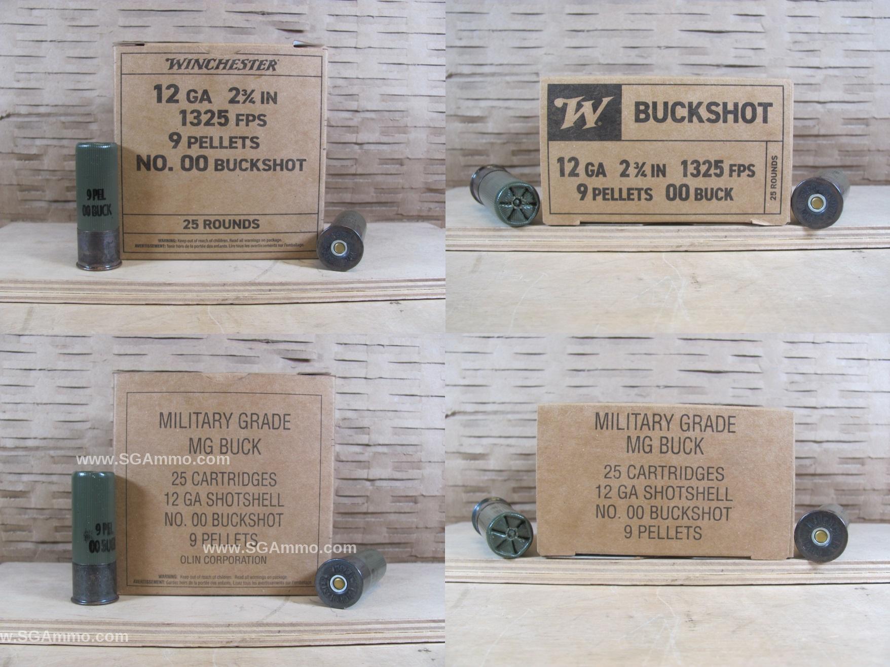 12 Gauge 2.75 inch Winchester Military 9 Pellet 00 BuckShot - Q1544VP