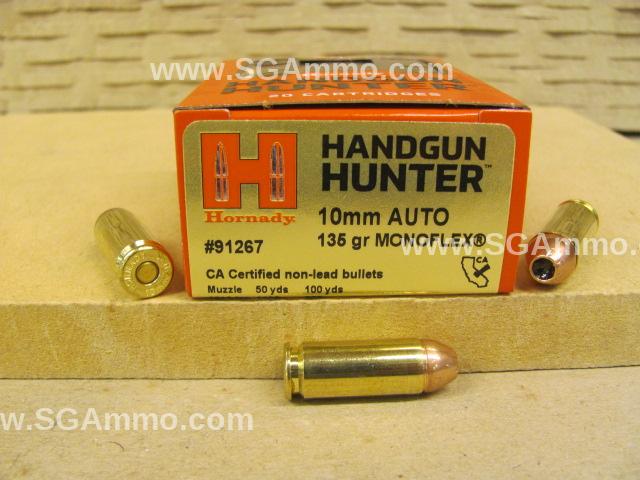 20 Round Box - 10mm Auto 135 Grain Monoflex Hornady Handgun Hunter Ammo - 91267