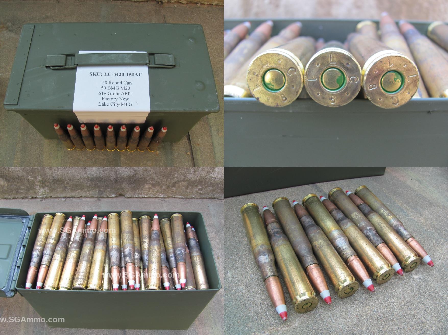 150 Round Can - 50 BMG M20 619 Grain APIT Incendiary Tracer Ammo
