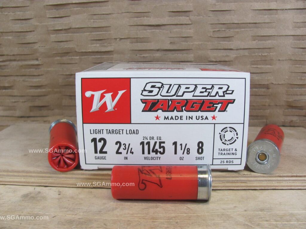 250 Round Case - 12 Gauge 2.75 Inch 1-1/8 Ounce Number 8 Shot Winchester Super Target Ammo - TRGT128 - Bulk Ammo For Sale | Cheap Ammunition | SG Ammo