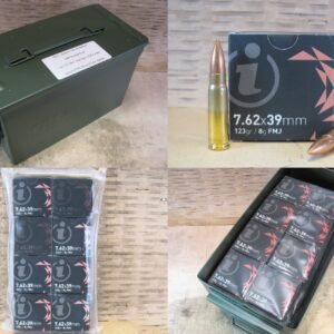 600 Rounds in Ammo Can - 7.62x39 123 Grain FMJ Brass Case Boxer Primed Non-Magnetic M67 Mil-Spec Ammunition Made by Igman Packed in M2A1 Canister