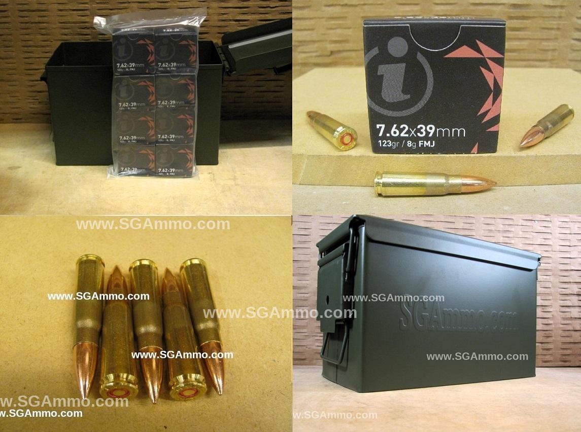 7.62x39 123 Grain FMJ Brass Case Boxer Primed Non-Magnetic M67 Mil-Spec Ammunition Made by Igman