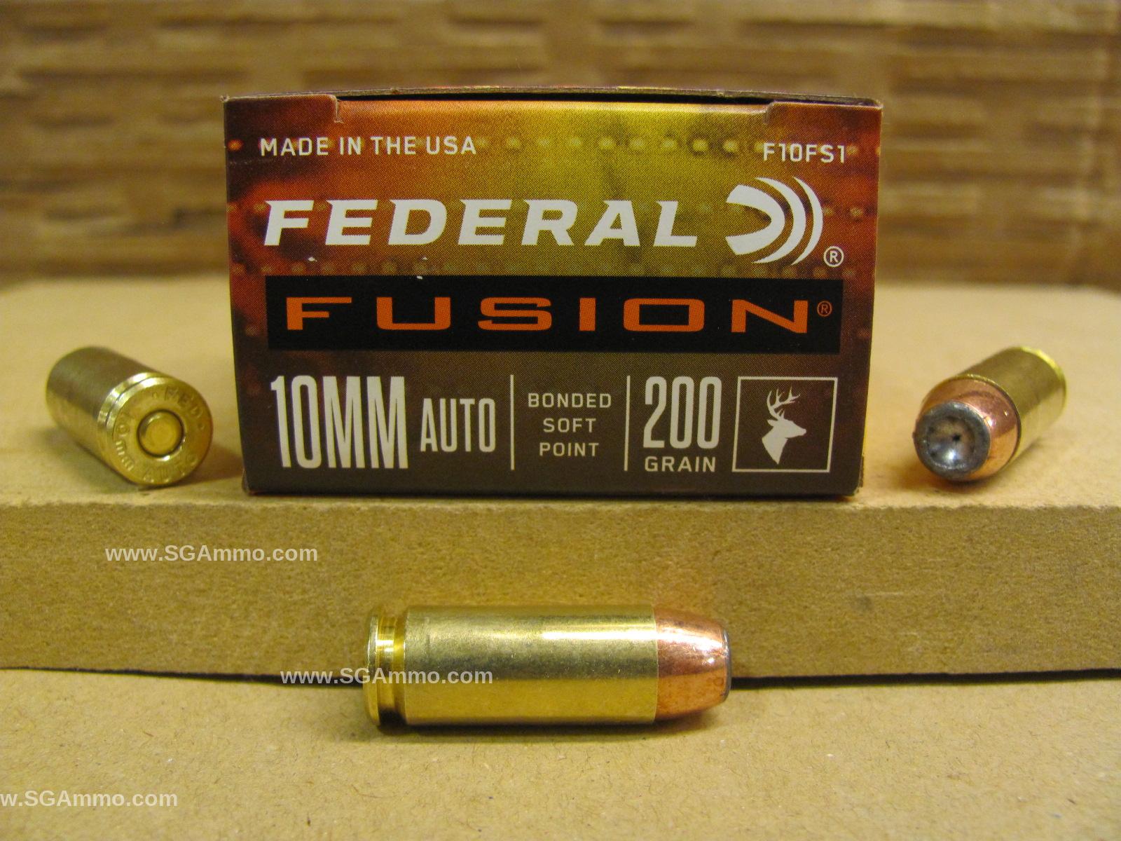 10mm Auto 200 Grain Bonded Soft Point Federal Fusion Ammo - F10FS1