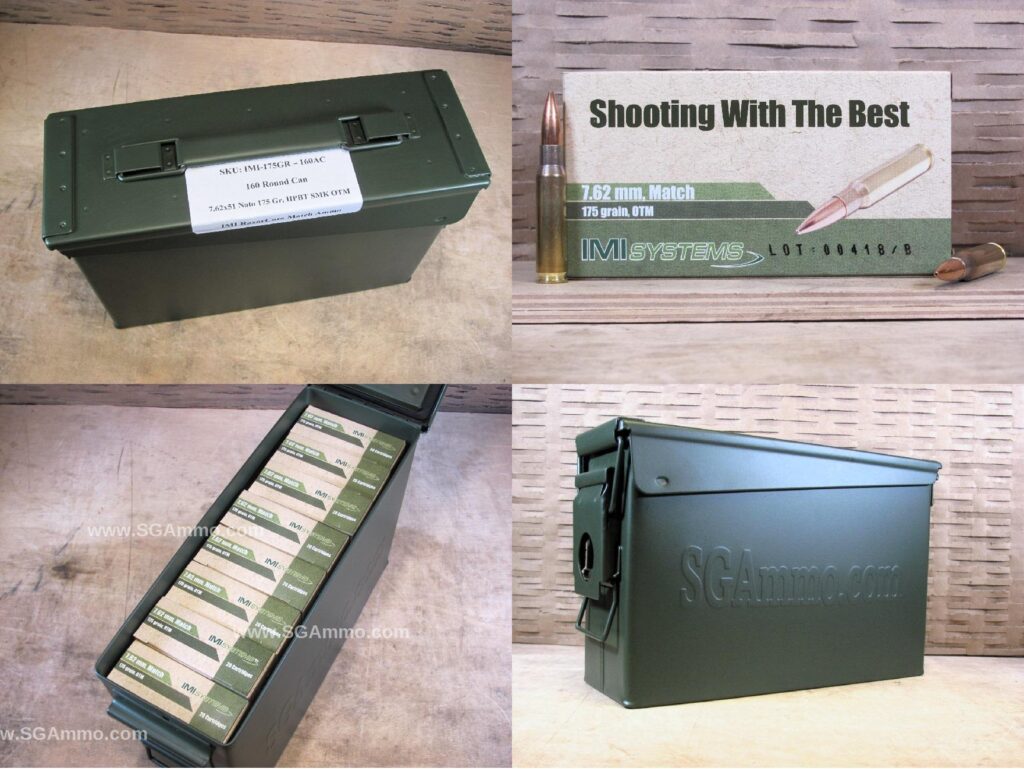 160 Round Can – 7.62×51 NATO 175 Grain BTHP SMK OTM RazorCore Match ...