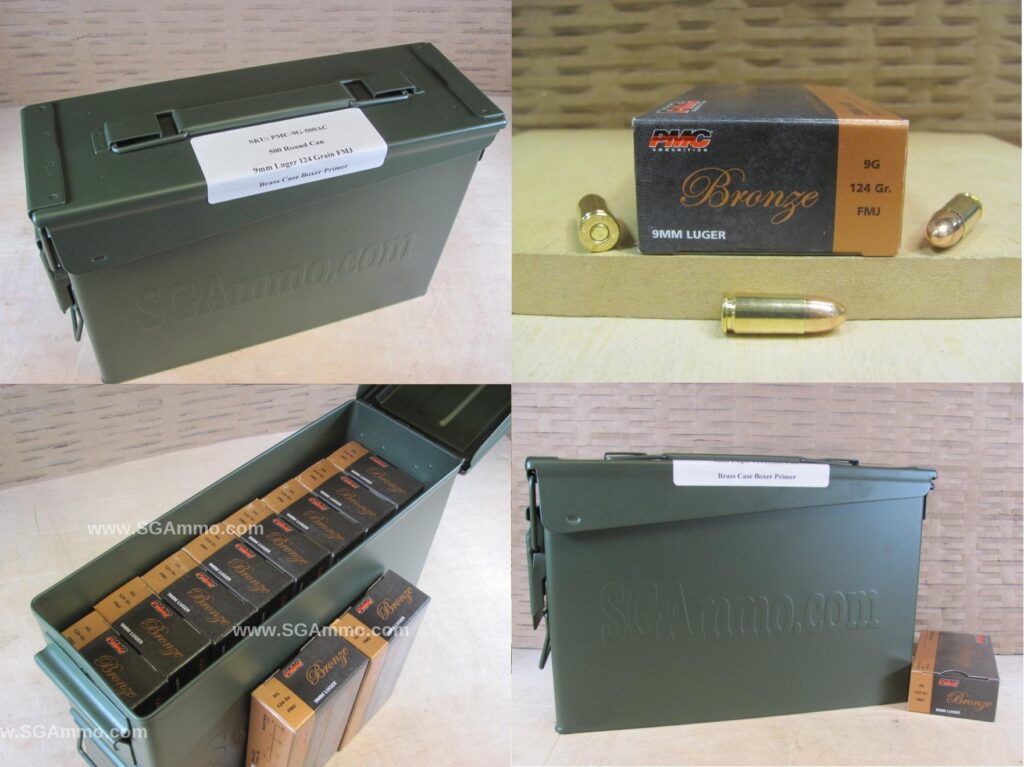 500 Round Can - 9mm Luger 115 Grain FMJ - PMC Ammo - 9A - Packed in M19A1 Canister - Bulk Ammo For Sale | Cheap Ammunition | SG Ammo