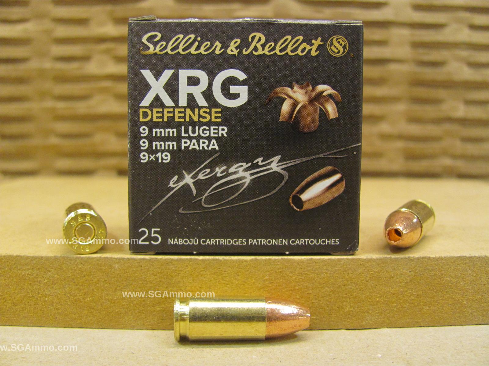 9mm Luger 100 Grain Sellier Bellot XRG Hollow Point Defense Ammo - SB9XA