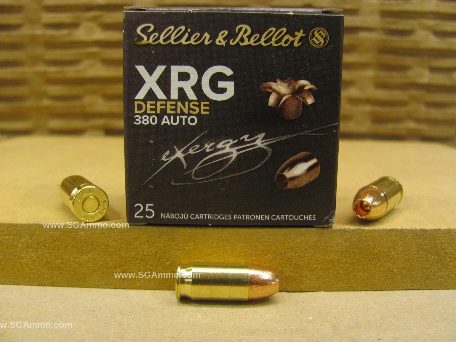 380 Auto 77 Grain Sellier Bellot XRG Hollow Point Defense Ammo - SB380XA