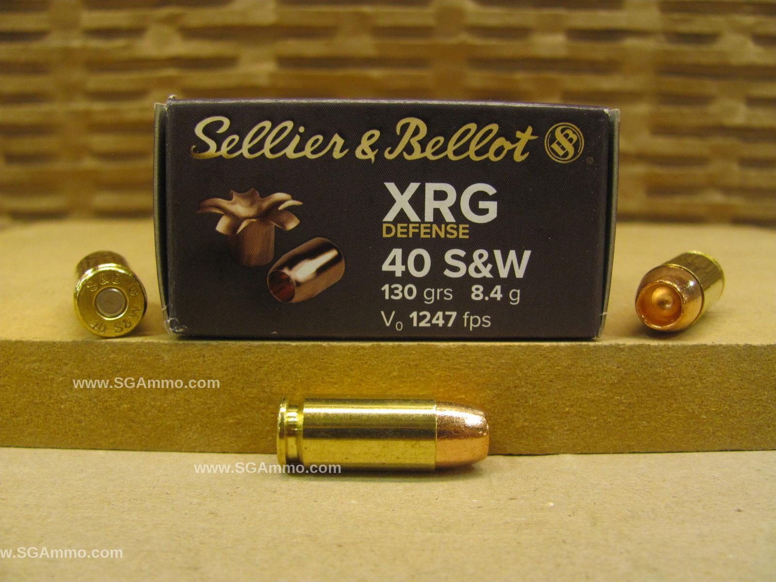 40 Cal SW 130 Grain Sellier Bellot XRG Hollow Point Defense Ammo – SB40XA