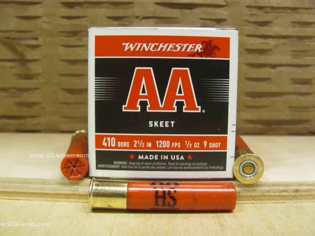 25 Round Box - 410 Gauge 2.5 Inches 1/2 Oz. Number 9 Shot Winchester AA Ammo - AA419 - Premium Ammo For Sale | In Stock | SG Ammo