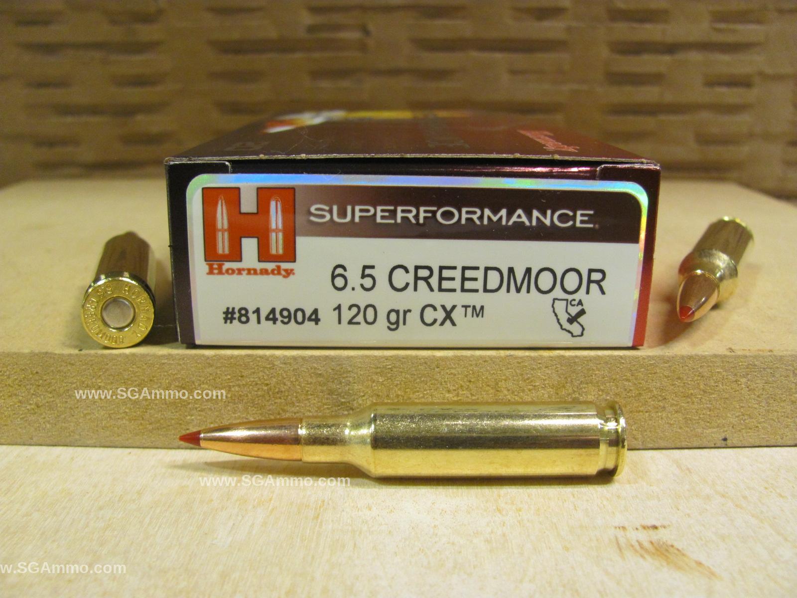 6.5 Creedmoor 120 Grain CX Hornady Superformance Ammo - 814904