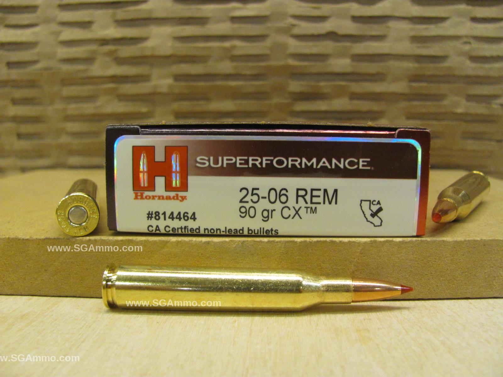 25-06 Rem 90 Grain CX Hornady Superformance Ammo - 814464