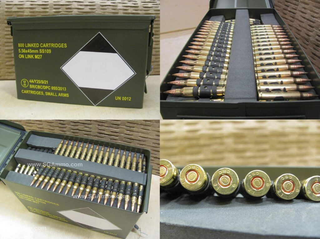 800 Round Canister – Linked 5.56 FMJ 62 Grain SS109 CBC Magtech Ammo on ...