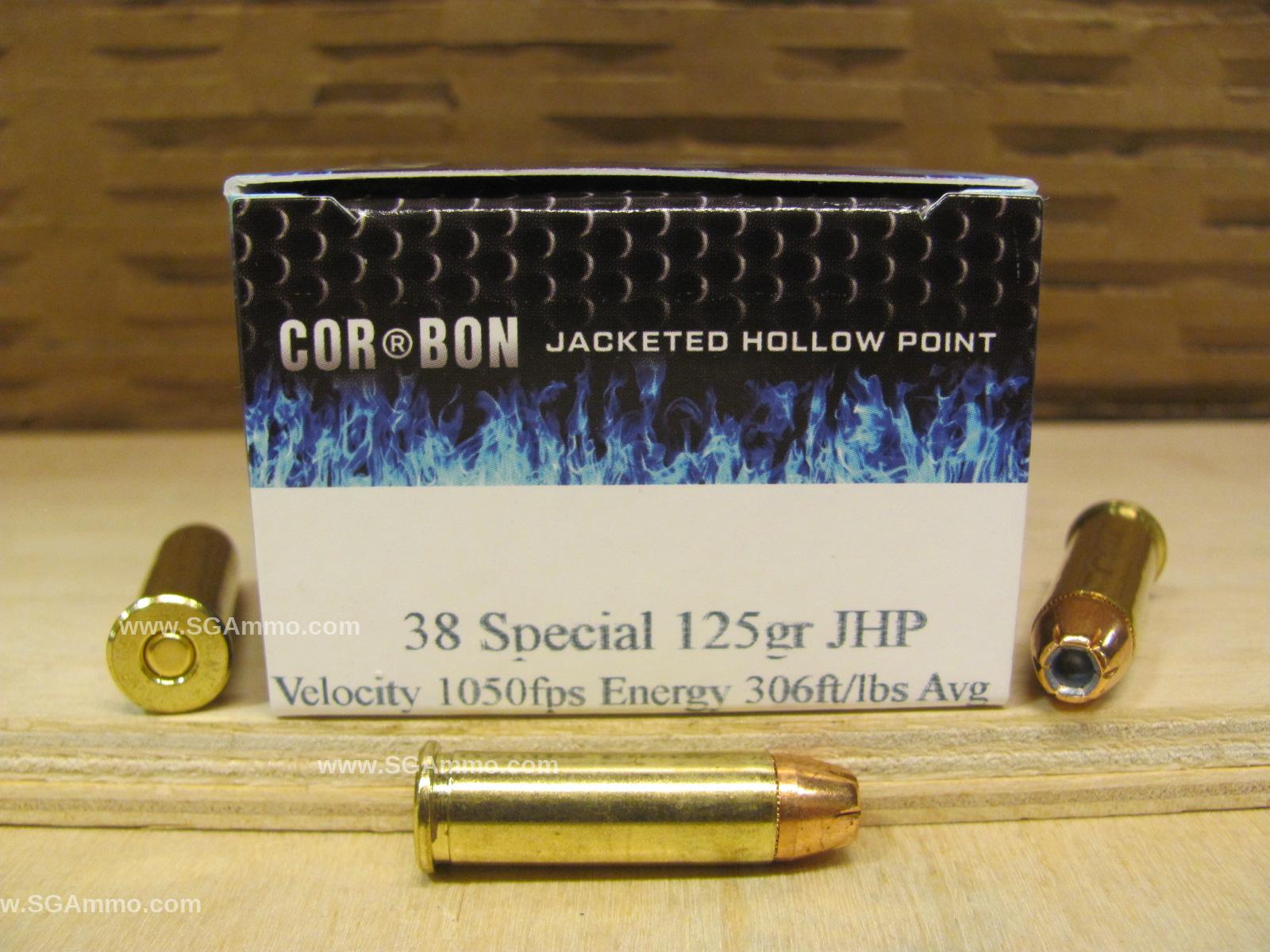 38 Special 125 Grain Jacketed Hollow Point Corbon Ammo - SD38125S/20