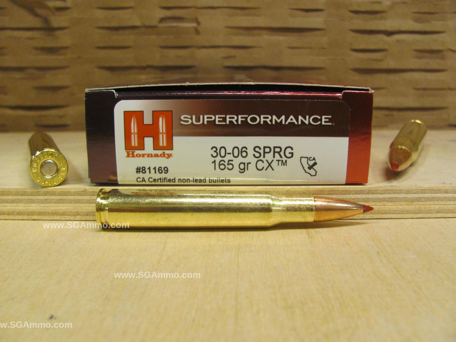 30-06 SPRG 165 Grain CX Hornady Superformance Ammo - 81169