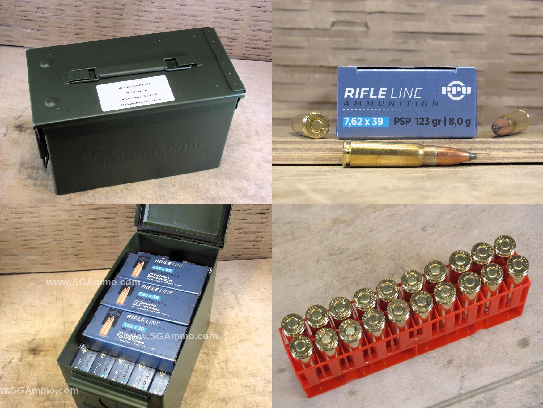 7.62x39 123 Grain Pointed Soft Point Prvi Partizan Brass Case Ammo - PP76239P