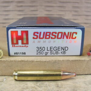 20 Round Box - 350 Legend 250 Grain SUB-X Hornady Subsonic Ammo - 81198