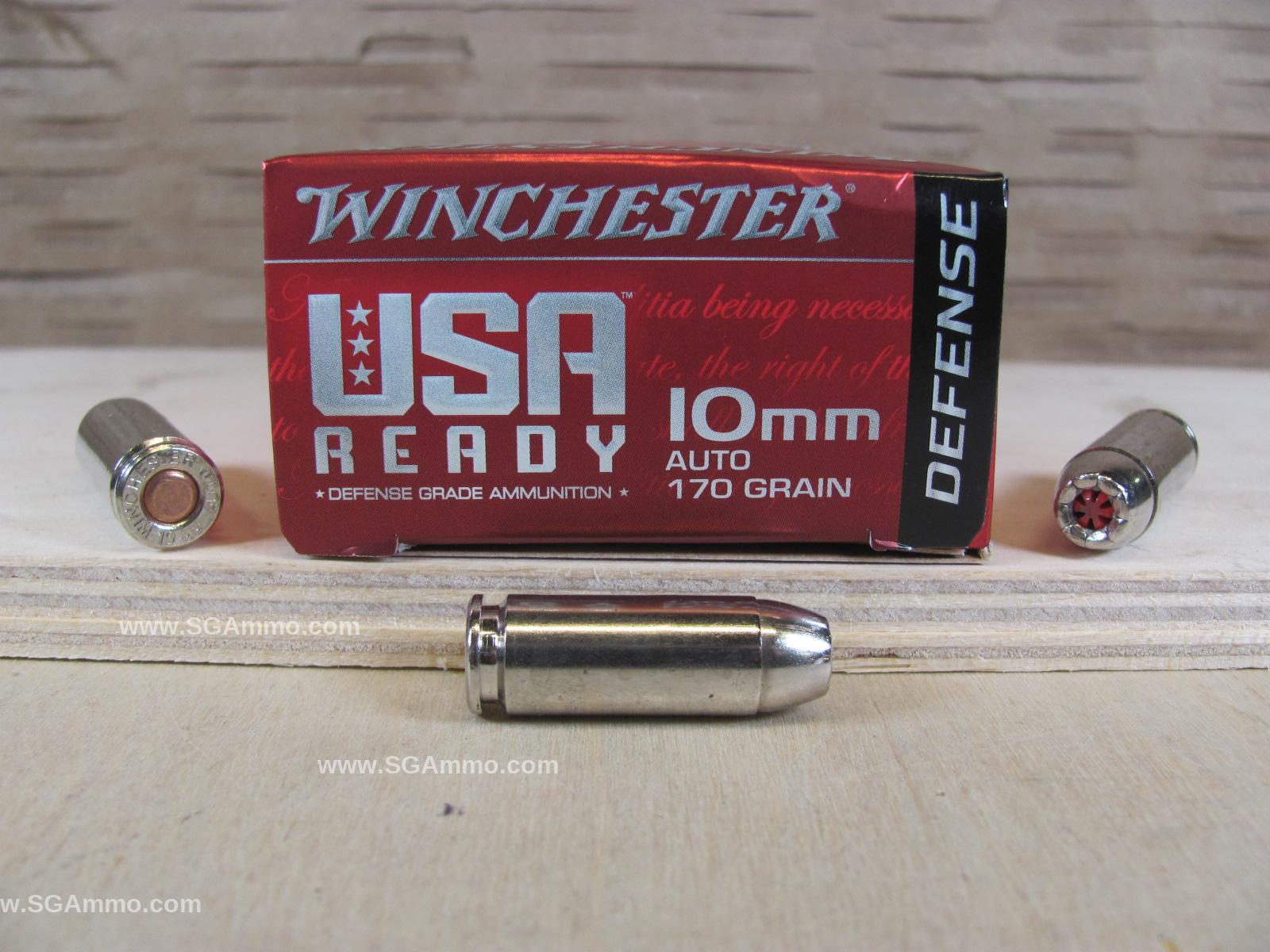 10mm Auto 170 Grain Hollow Point Winchester USA Ready Defense Ammo – RED10HP