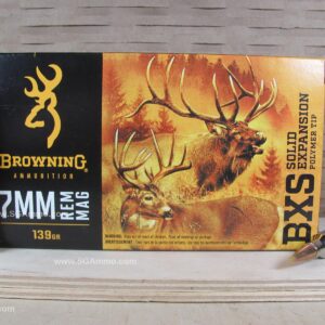 20 Round Box - 7mm Remington Magnum 139 Grain BXS Solid Expansion Polymer Tip Browning Ammo - B192400071