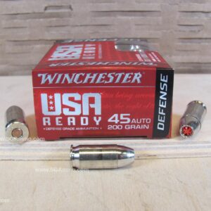 20 Round Box - 45 Auto 200 Grain Winchester USA Ready Defense Ammo - RED45HP