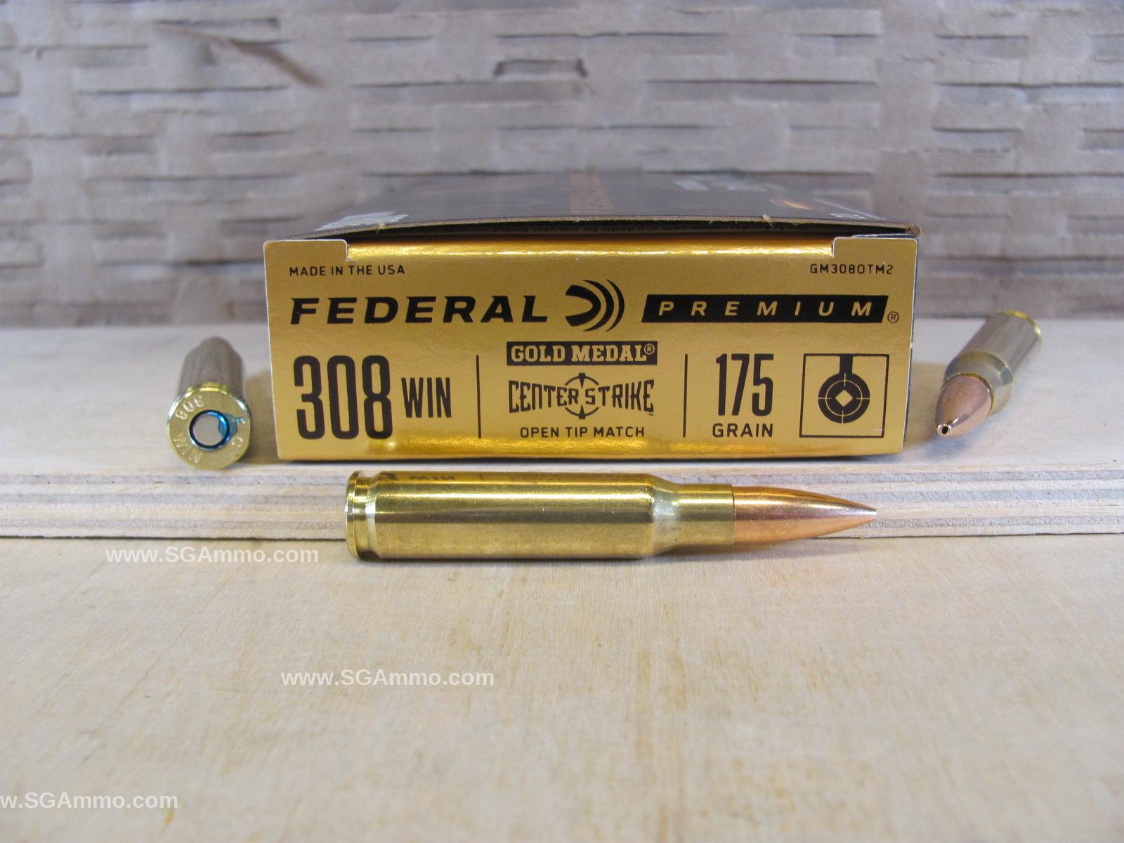 308 Win 175 Grain Open Tip Match Federal Premium Gold Medal Ammo - GM308OTM2