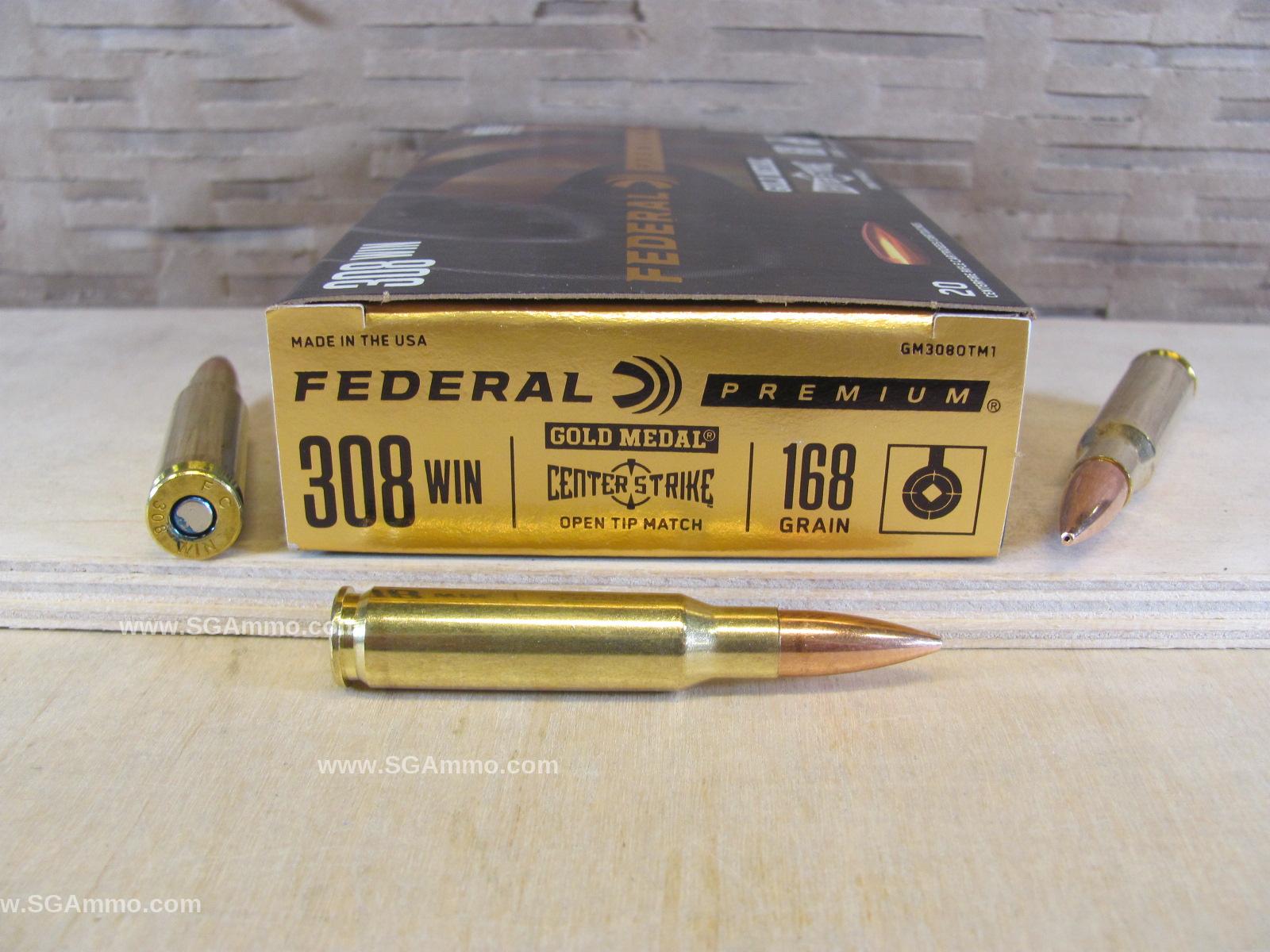 308 Win 168 Grain Open Tip Match Federal Premium Gold Medal Ammo - GM308OTM1