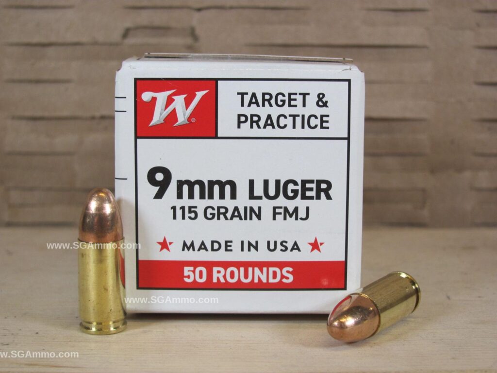 50 Round Box - 9mm Luger FMJ 115 Grain Winchester White Box Ammo - W9MM50 - Premium Ammo For Sale | In Stock | SG Ammo