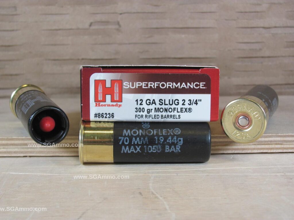100 Round Case - 12 Gauge 2.75 Inch 300 Grain Monoflex Hornady Sabot Slug Ammo For Rifled Barrels - 86236 - Bulk Ammo For Sale | Cheap Ammunition | SG Ammo
