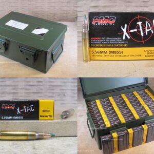 1000 Round Metal Crate Canister - 5.56 PMC X-TAC M855 62 Grain Green Tip FMJ LAP Ammo - 556K