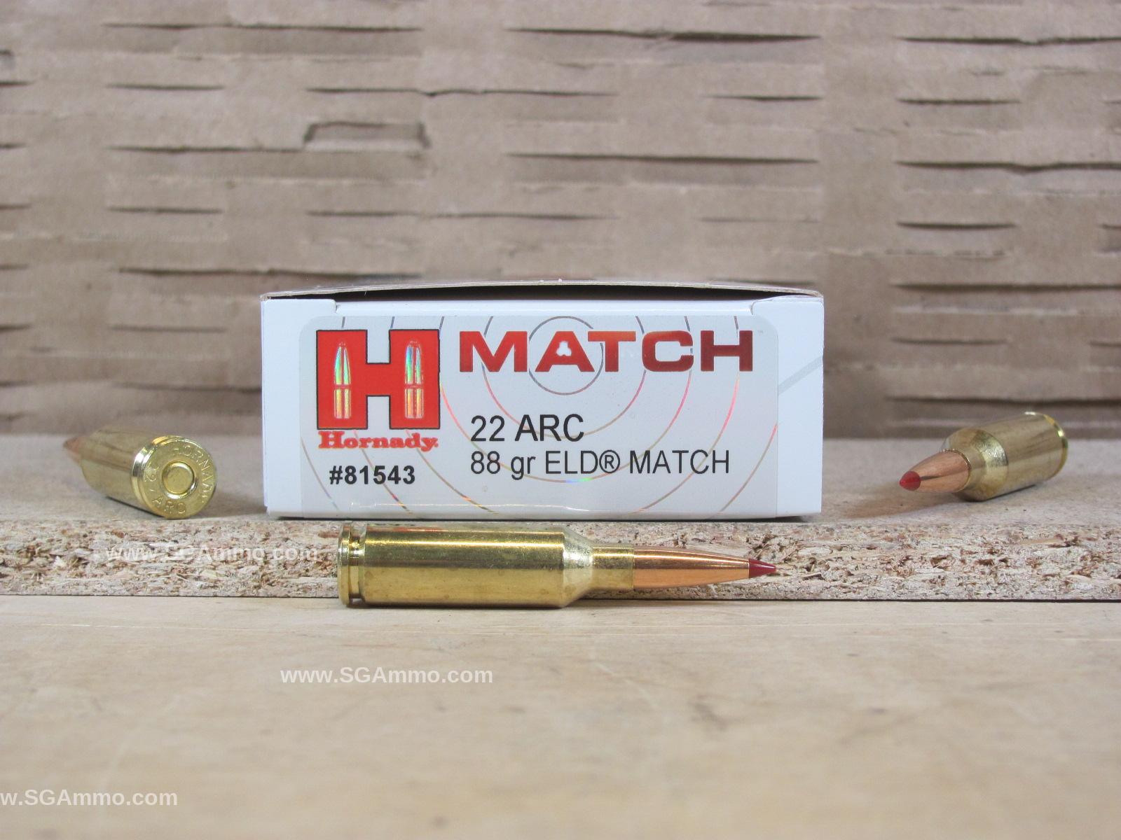 22 ARC 88 Grain ELD Hornady Match Ammo - 81543