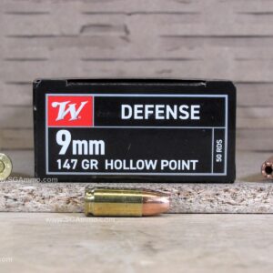 50 Round Box - 9mm High Pressure 147 Grain Jacketed Hollow Point Winchester Defense Ammo - USA9JHP3