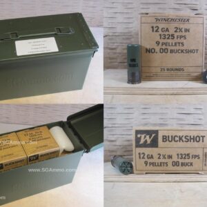 175 Round Can - 12 Gauge 2.75 inch Winchester Military 9 Pellet 00 BuckShot - Q1544VP - Packed in M2A1 Canister