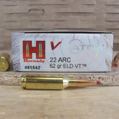 22 ARC 62 Grain ELD-VT Hornady V-Match Ammo - 81542