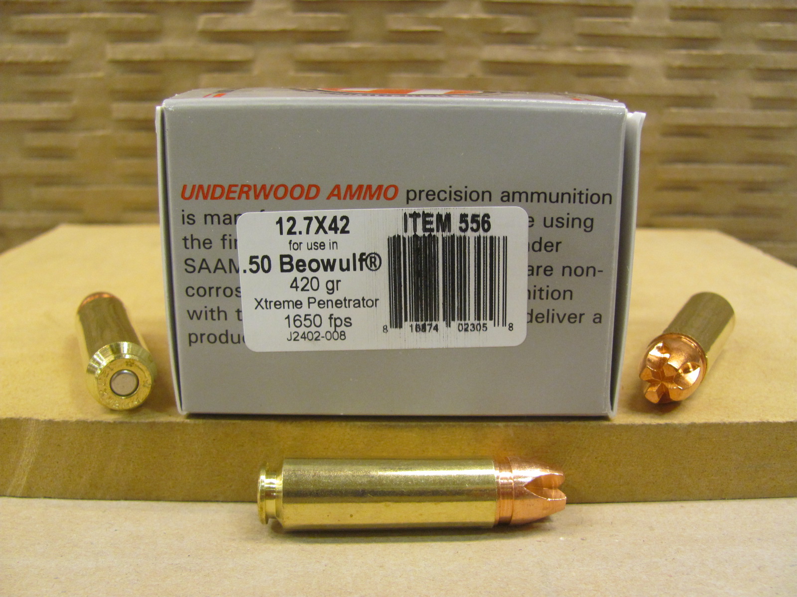 20 Round Box – 50 Beowulf (12.7×42) 420 Grain Xtreme Penetrator Ammo by Underwood Ammo – Item 556