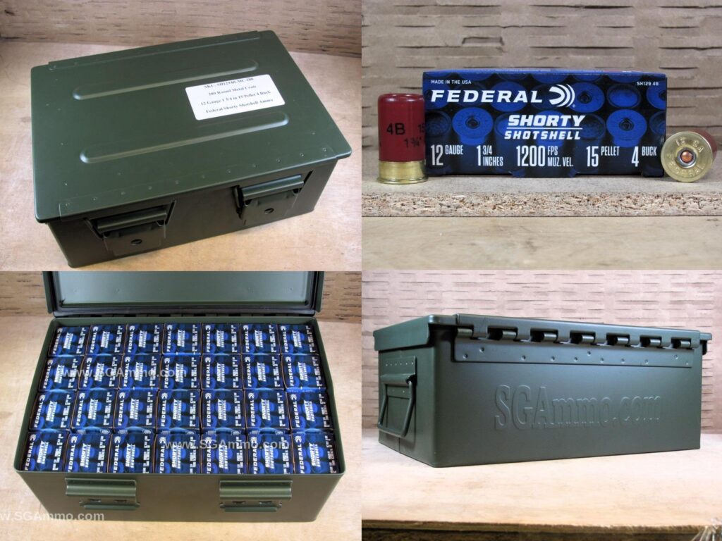 280 Round Crate Canister - 12 Gauge 1 3/4 Inch 15 Pellet 4 Buck 1200 FPS Federal Shorty Shotshell Ammo - SH1294B - Premium Ammo For Sale | In Stock | SG Ammo