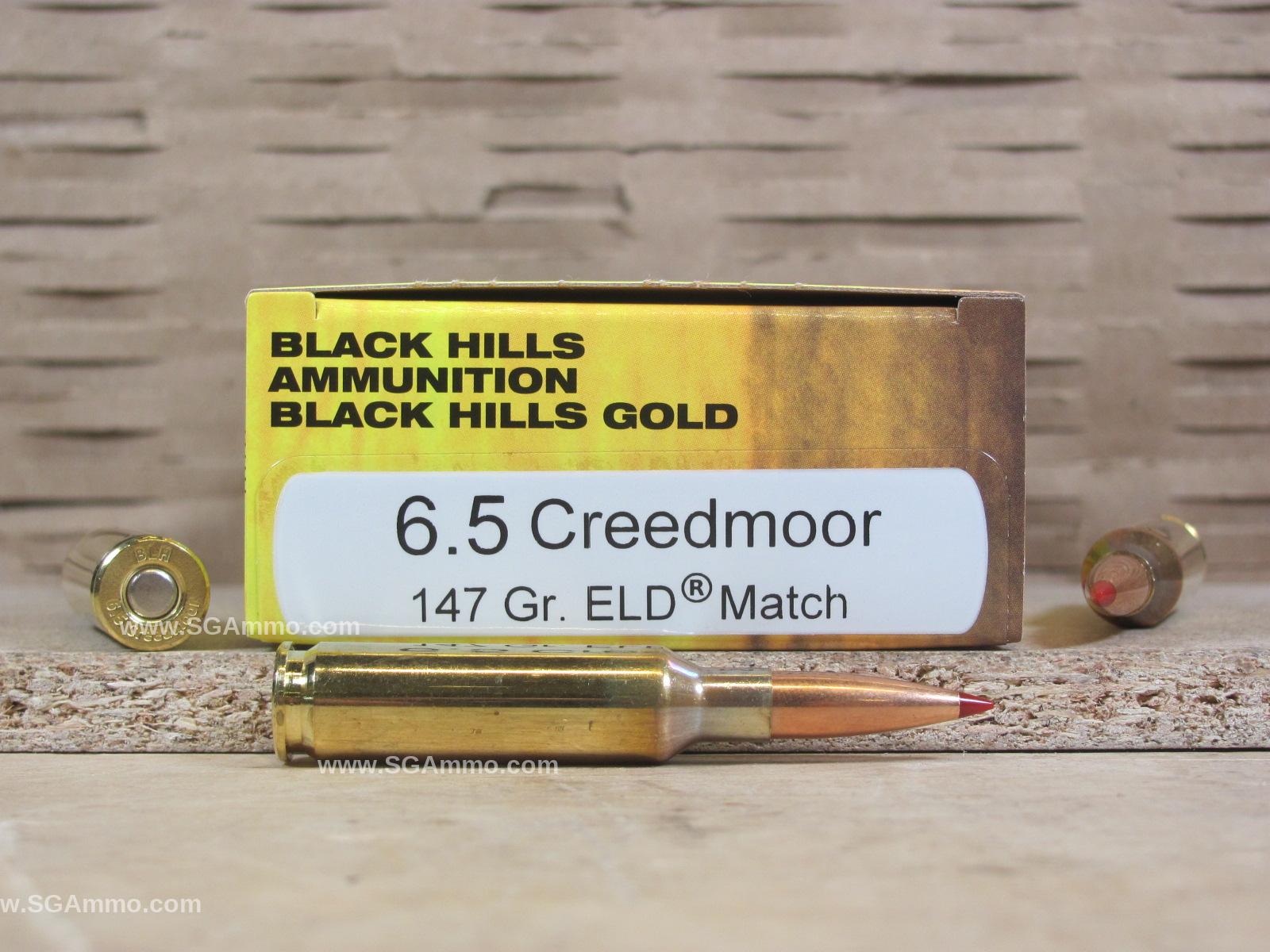 6.5 Creedmoor 147 Grain ELD Match Black Hills Gold Ammo