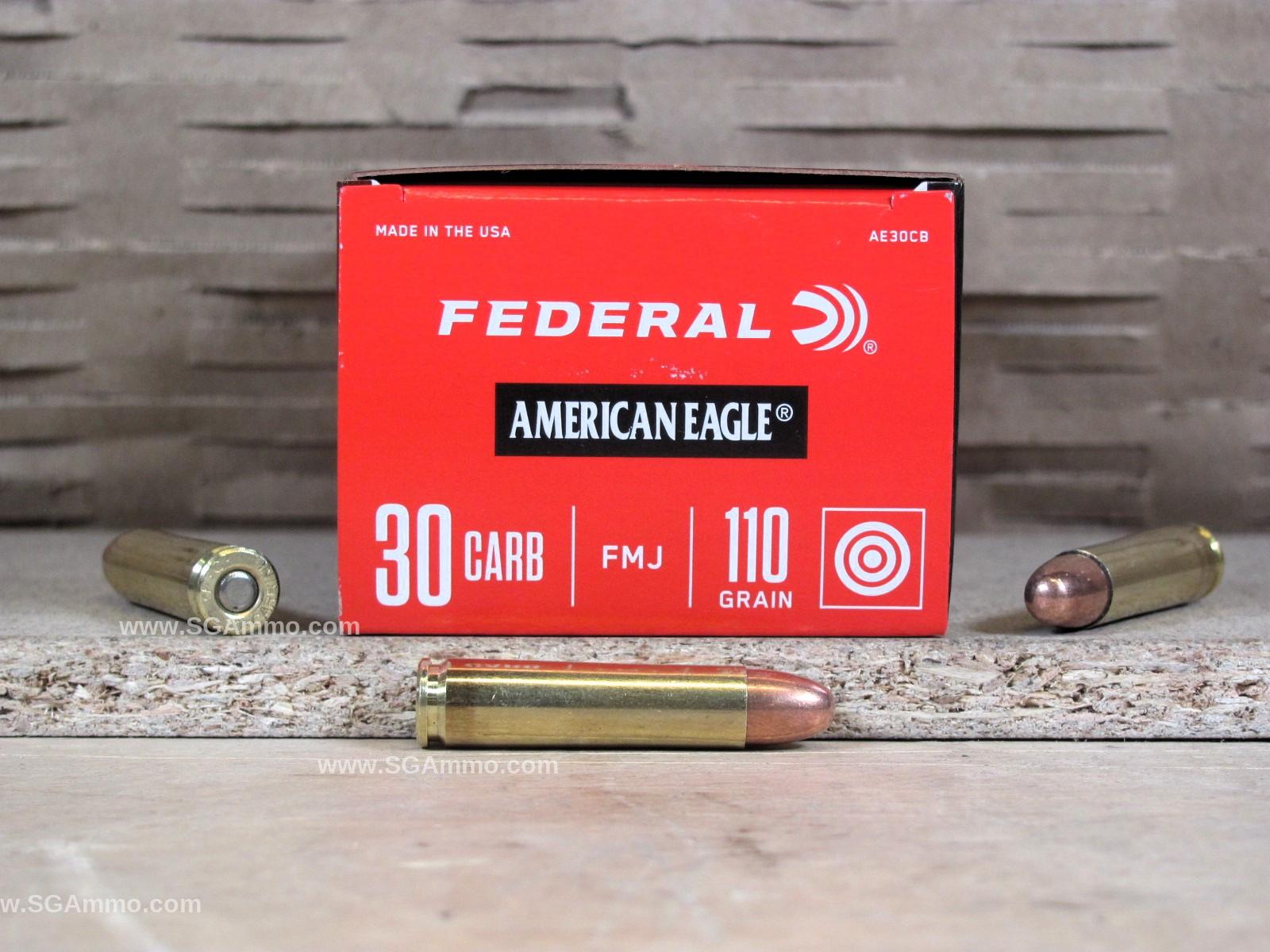 30 Carbine 110 Grain FMJ Federal American Eagle Ammo - AE30CB