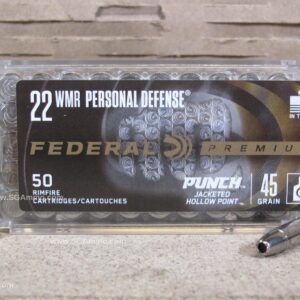 50 Round Box - 22 WMR 45 Grain Punch JHP Personal Defense Federal Premium Ammo - PD22WMR1