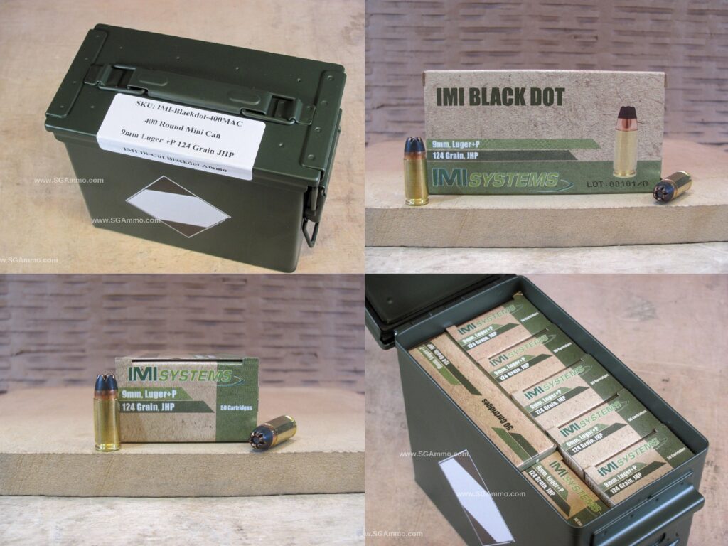 400 Round Can – 9mm Luger +P 124 Grain Di-Cut Jacketed Hollow