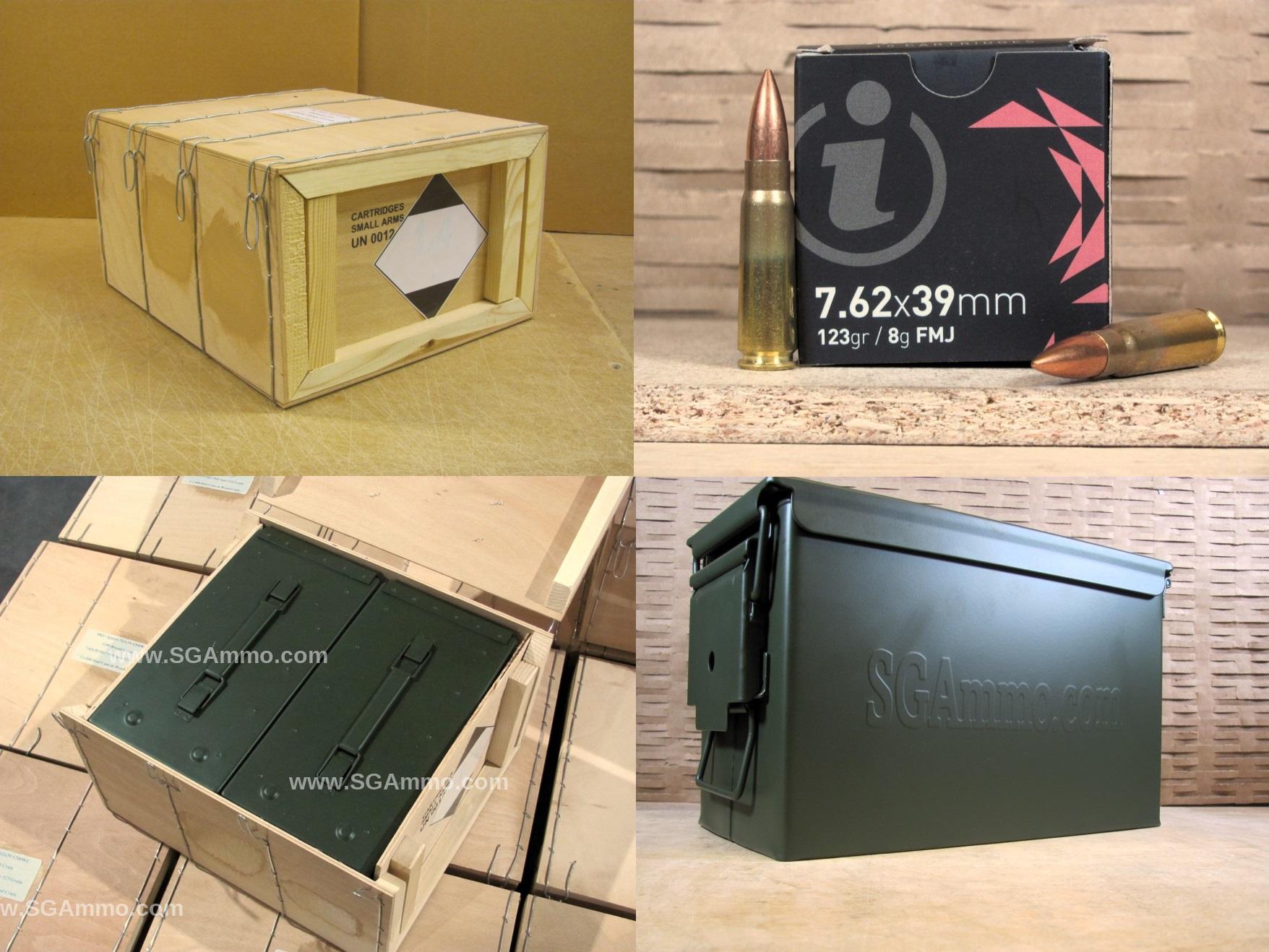 7.62x39 123 Grain FMJ Brass Case Boxer Primed Non-Magnetic M67 Mil-Spec Ammunition Made by Igman