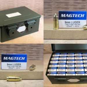 1650 Round Metal Crate Canister - 9mm Luger 115 Grain FMJ Ammo by Magtech - 9A