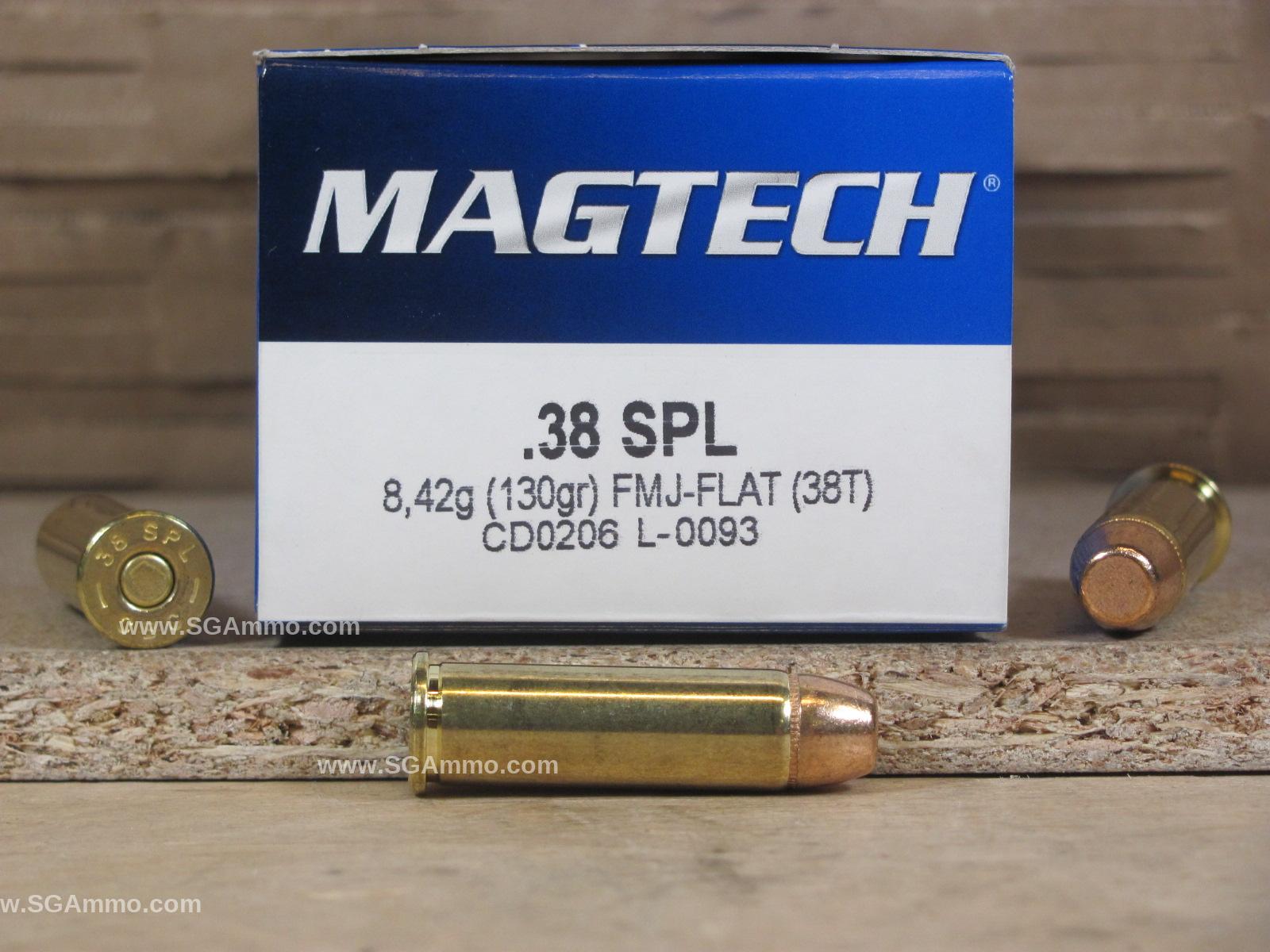 38 Special 130 Grain FMJ-Flat Ammo by Magtech - 38T