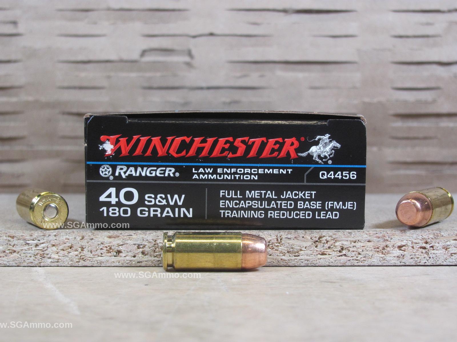 40 SW 180 Grain FMJ Encapsulated Base Training Reduced Lead Winchester Ranger Ammo - Q4456