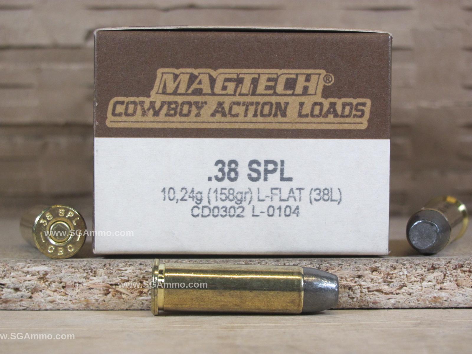 38 Special 158 Grain L-Flat Cowboy Action Load Ammo By Magtech - 38L