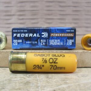 5 Round Box - 20 Gauge 2.75 Inch 7/8 Ounce Federal Sabot Slug Ammo For Rifled Barrels - F203SS2