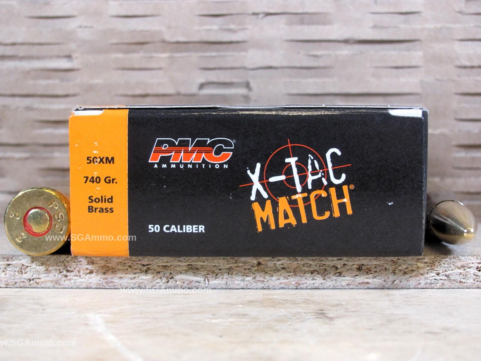 50 BMG Cal 740 Grain Solid Brass PMC X-Tac Match Ammo