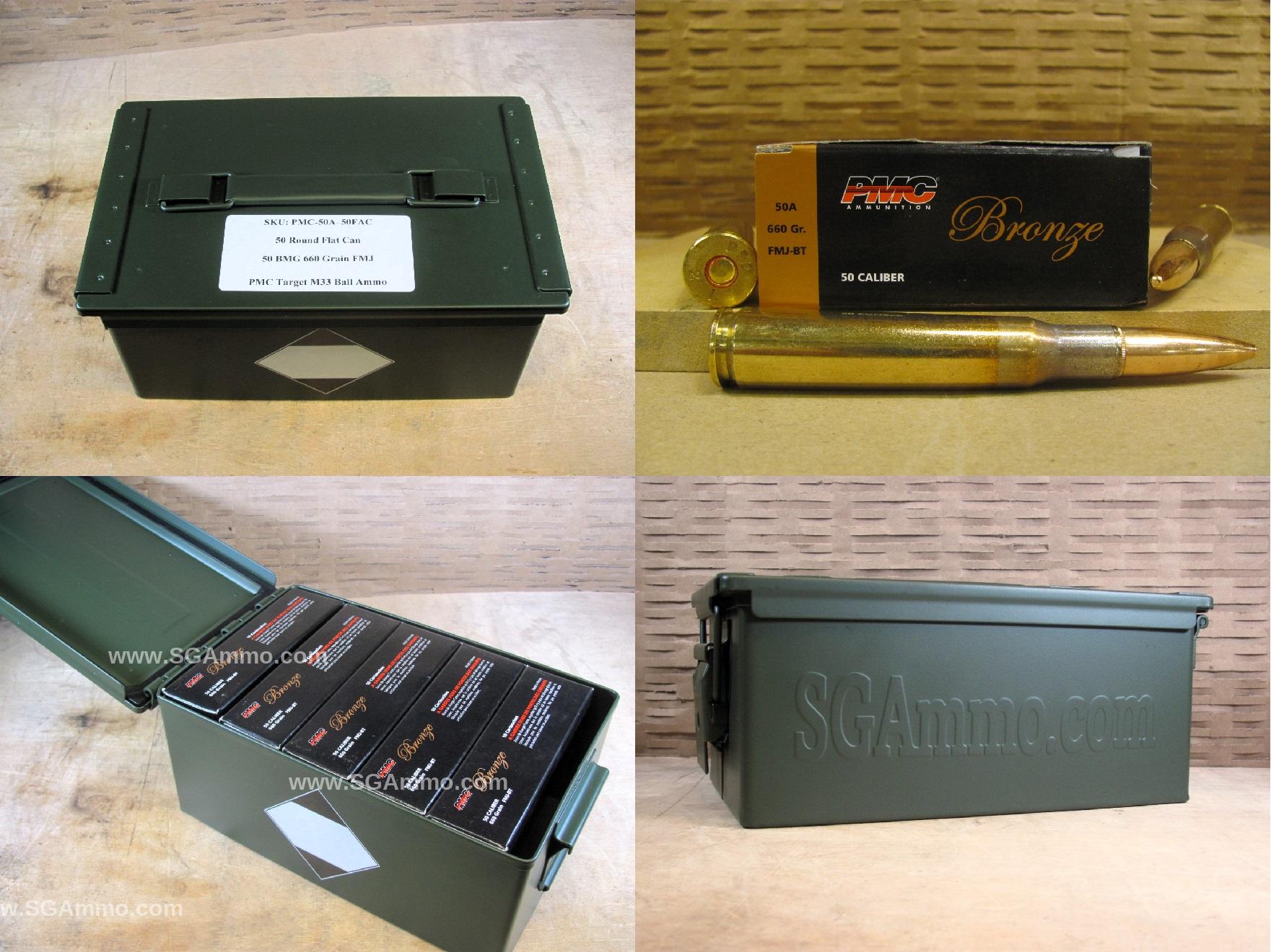 50 BMG PMC Target 660 Grain FMJ M33 Ball Ammo - 50A - Packed in Metal Canister