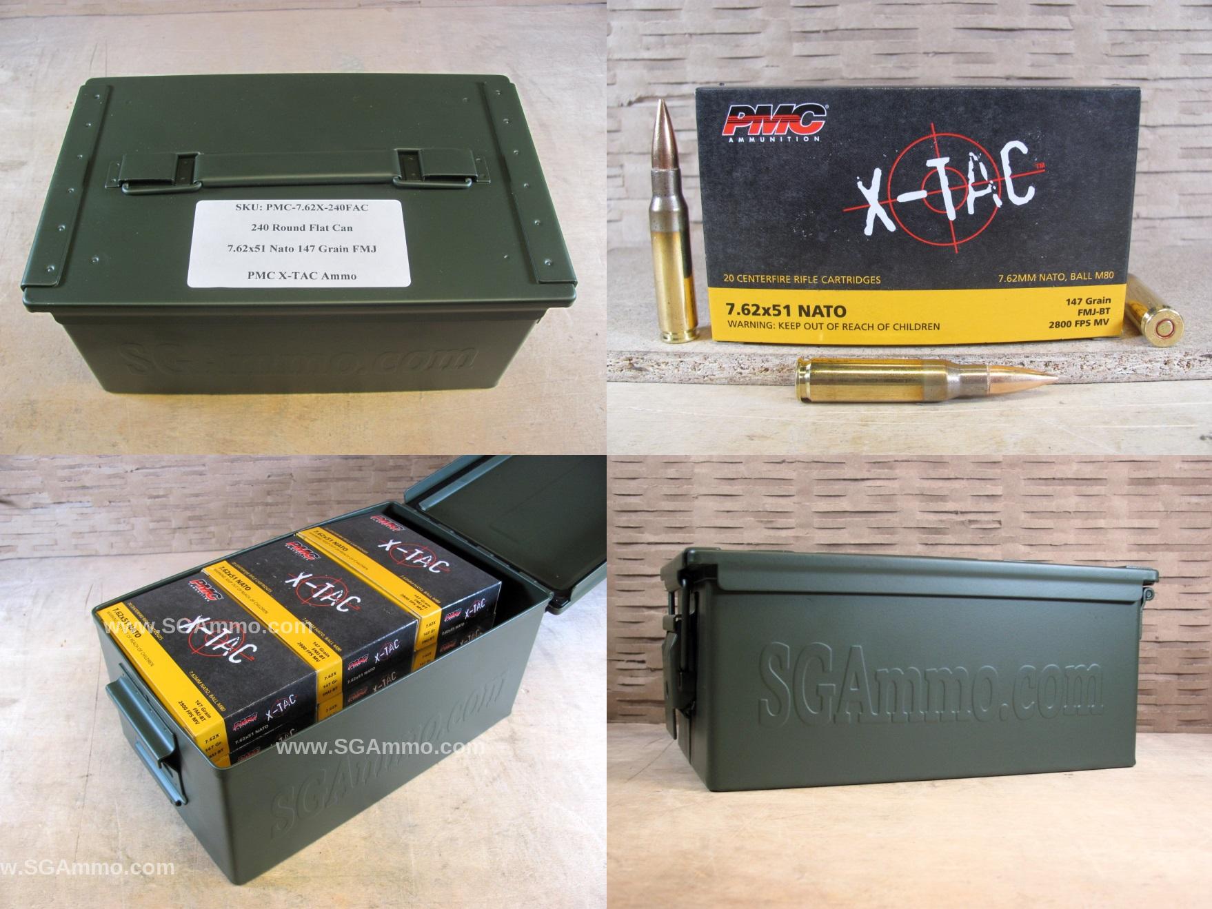 7.62x51 Nato 147 Grain FMJ PMC X-TAC Ammo - 7.62X - Packed in Metal Canister