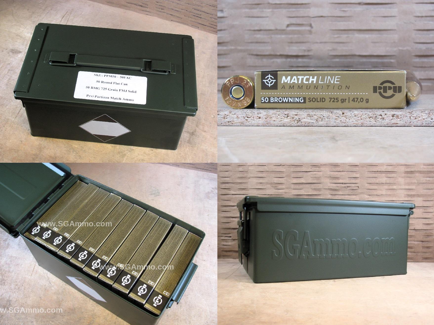 50 BMG Match Solid 725 Grain FMJ Prvi Partizan Ammo
