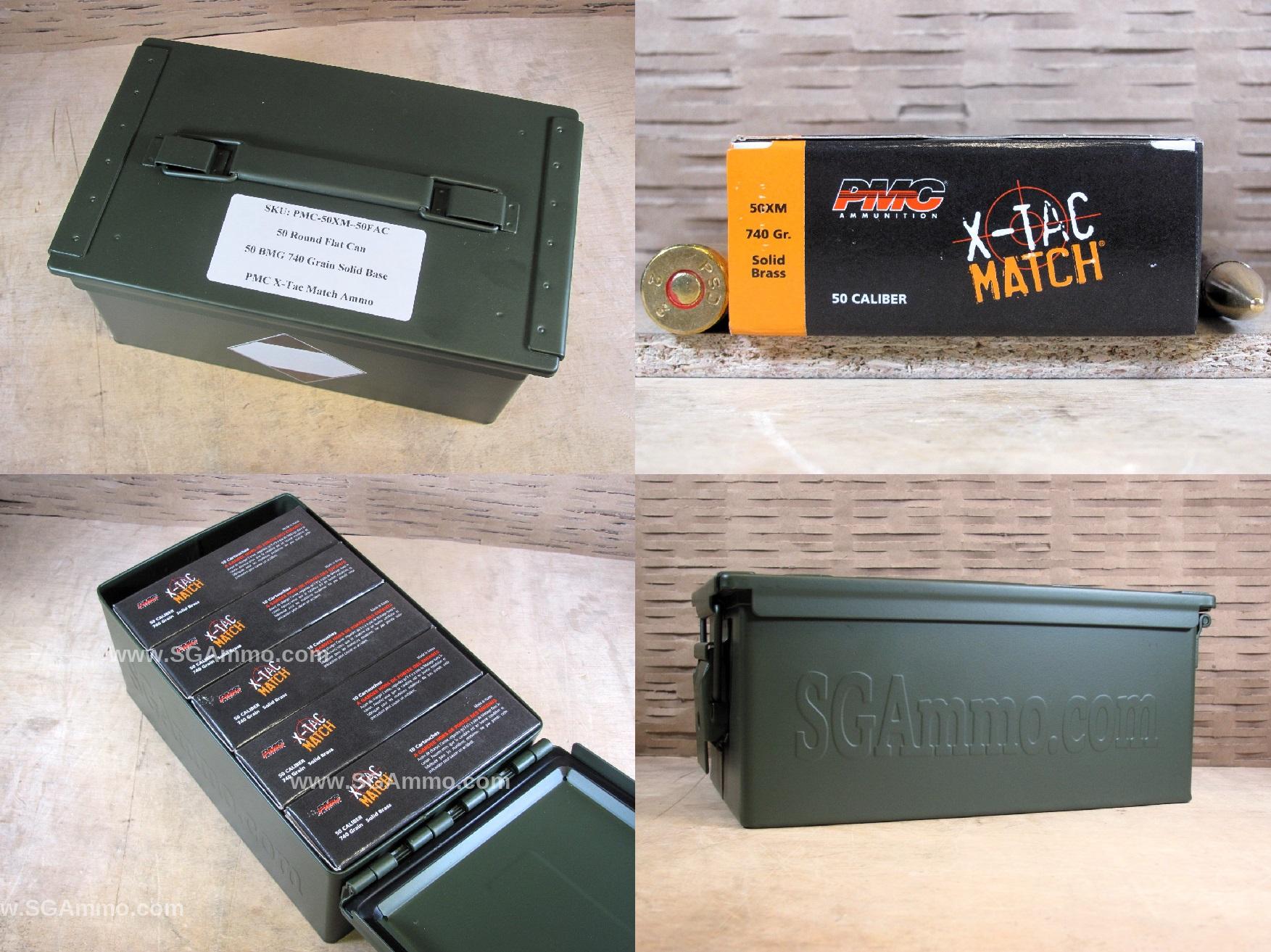 50 BMG Cal 740 Grain Solid Brass PMC X-Tac Match Ammo