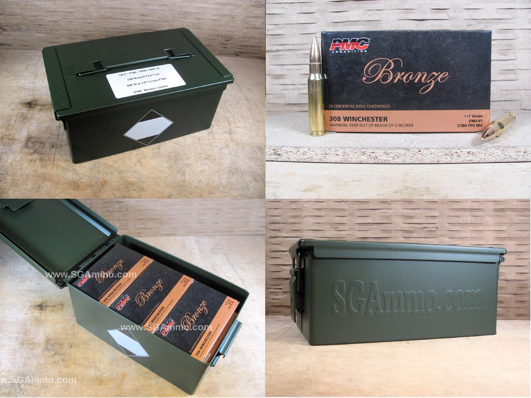 308 Win 147 Grain FMJ PMC Bronze Ammo - 308B - Packed In Metal Canister